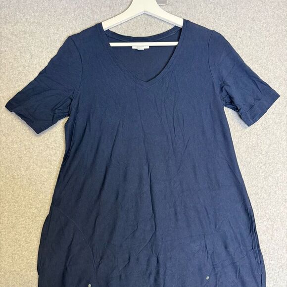 Pure Jill Women's Size Small Navy Blue A Line Tunic Dress Watercolor Bottom - Picture 2 of 12